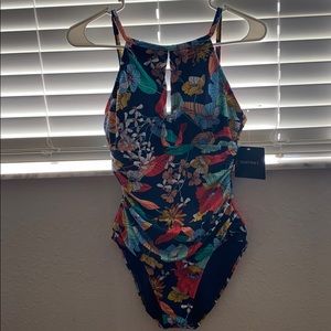 High Neck Over the Shoulder One Piece Swimsuit